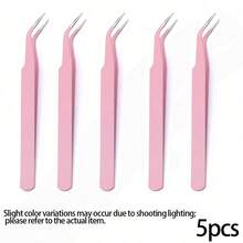 1-5pcs Pink Minimalist Eyelash Tweezers, Straight & Angled Tips, Two Styles Available, Finely Designed To Meet Various Needs. Thickened Steel Material, High Hardness, Good Elasticity, Durable. Comes With Protective Cap To Avoid Hand Injury. Comfortable Fit. - Pink - View 9