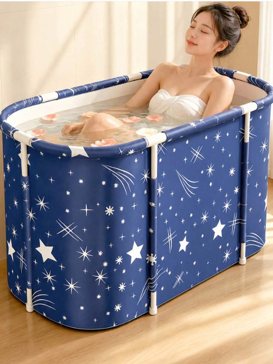 Starry Sky Pattern Foldable Family Swimming Pool, Outdoor Backyard Adult Wading Pool, Large Capacity Water Storage Multi-Function Bathtub - A - View 1