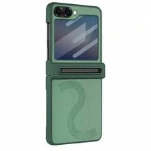 VIETAO Casing Ponsel Kulit Sintetis dengan Pena Terintegrasi, Kompatibel dengan Galaxy Z Flip 8 Flip8 7 6, Dilengkapi Pelindung Layar Kaca Tempered - Hijau - View 2
