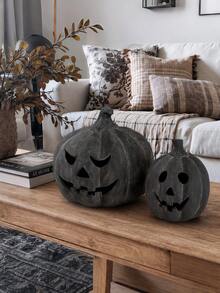 Halloween Decor - Black Handcrafted Clay Pumpkin Lantern | Autumn Decoration, Table Centerpiece, Indoor/Outdoor Decor, Suitable For Porch, Yard, Front Door, Mantel - Multicolor - View 4