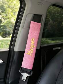 1pc Car Seat Belt Shoulder Pad, Customizable With Your Personalized Name Text Embroidery, For Comfortable Driving, Car Seat Belt Cushion, Vehicle Interior Accessory, Minimalist Design, Durable Material, All-Season Use, Cover - Multicolor - View 4