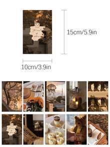 10Pcs Maillard Style Aesthetics Postcard ,Color Art Paper Cards, Decorative Postcards For Bedroom Dorm Wall Collage, Scrapbook Mailing Gift - 10 Pcs - View 2