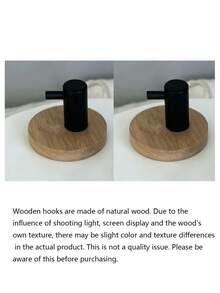 No-Drill Easy Round Bamboo Base Hook Strong Adhesive Wall Mount, Sturdy Storage Hook For Hat Bag Coat Accessory Organization, Practical Adhesive Hanger For Bedroom Kitchen Home Decor Wall - Multicolor - View 12