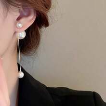 1 Pasang Anting Mutiara Imitasi - Putih - View 2