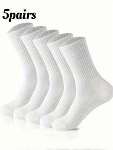 10 Pairs Of Men's Sports Mid Length Socks - Breathable Ribbed Sock Mouth Sports Socks, Suitable For Daily Sports In Black And White Winter White Socks - Multicolor - View 10