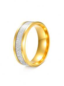 1PC Fashion Icy Foil Flake Rime Stainless Steel Ring For Men, Unique Men's Jewelry Accessories, Ideal For Daily, Birthday & Anniversary Wear - Ice Silk Ring - View 18
