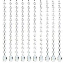 1ft 10pcs Teardrop Acrylic Crystals Garland, Crystal Chandelier Replacement Pendant | Clear Crystal Teardrop Prisms, Hanging Acrylic Crystals For Chandelier, Christmas Tree, Wedding Decor - Transparent - View 5