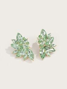 Altistry 1 Pair Bohemian Alloy & Glass Crystal Rhinestone Fashion Elegant Ladies High-End Luxury Exaggerated Earrings - Grass Green - View 2