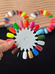 10pcs 180 Colors Nail Art Color Palette Oval Nail Shape Practice Finger Round Sunflower Nail Color Sample Sticks Nail Gel Display Color Card Nail Gel Color Display Plate - Multicolor - View 2