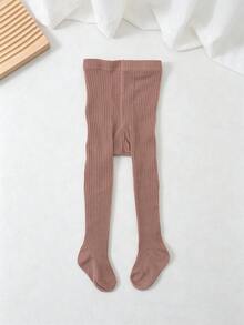 5雙兒童簡約基礎羅紋修身緊身褲，秋冬復古校園風，適合女童搭配校服穿著，1-12歲兒童日常穿著 - 彩色 - 查看 7