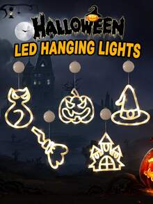 Glowing Wizard Hat Pumpkin Suction Cup Light Hanging Decor, Halloween Decoration, Spooky Atmosphere, Window Arrangement Colorful Light Pendant - Multicolor - View 9