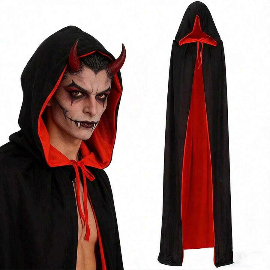 萬聖節披風成人裝扮道具 紅黑雙面可翻轉立領斗篷 Cosplay 角色扮演 - 查看 1