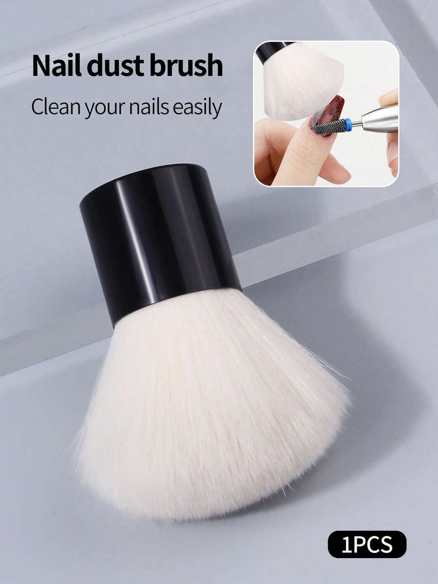 1pc Large Fluffy Nail Dust Brush Soft Bristle Powder Cleaning Brush For Nail Salon And Home DIY
