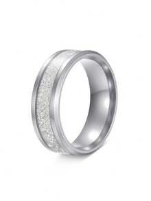 1PC Fashion Icy Foil Flake Rime Stainless Steel Ring For Men, Unique Men's Jewelry Accessories, Ideal For Daily, Birthday & Anniversary Wear - Ice Silk Ring - View 26