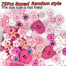 12/22/35/48/55/68/75/88/96Pcs Pink Resin Buttons In Box, Heart Rabbit Starfish Flower Assorted Shapes, Suitable For Cream Glue DIY, Hair Accessories, Clothing Fabric, Keychain Handmade Decoration Accessories, Random Styles - Multicolor - View 15
