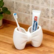 1pc Desktop Bowknot Toothbrush Holder Bathroom Sink Organizer Toothbrush & Toothpaste Rack Storage Stand Box - Multicolor - View 6