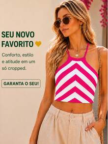Women Knit Tops - Pink and White - View 4