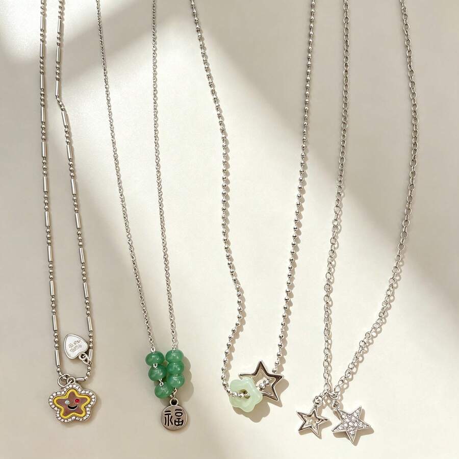 Galaxy Pendant Necklace For Women Egirls Y2K Cool Clavicle Chain Fashion Party Gift - Multicolor - View 1