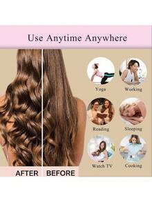 5Pcs Heatless Curling Rod Set Matching Hair Clips And Scrunchies Soft Fabric No Heat Damage Big Wave Overnight Hair Styling Tools For Sleeping Daily Hairstyle - Multicolor - View 9