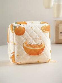 1 buah Tas Penyimpanan Pembalut Wanita Motif Quilted Orange & Rabbit, Kantong Organizer Tampon Mini dengan Resleting Portabel untuk Wanita, Anak Perempuan, dan Perjalanan Sehari-hari di Luar Ruangan. - MultiWarna - View 9