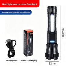 KENSUN Senter LED P50 Ultra Terang - Senter Berdaya Tinggi dengan Klip dan Zoom, Dilengkapi dengan Lampu Strobo Merah & Biru dan Lampu Darurat Eksternal - Hitam - View 11