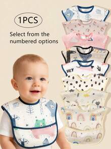 1 buah Celemek Bayi Bermotif Lucu, Unisex untuk Bayi Laki-laki dan Perempuan, Nyaman Dipakai, Tahan Lama dan Mudah Dibersihkan - MultiWarna - View 3
