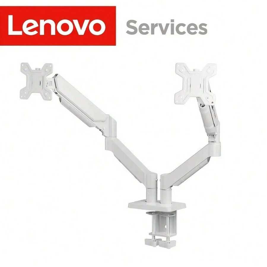 Lenovo AM120 Dual Monitor Mount Gas Spring Height Adjustable Full Motion VESA Bracket Fit 17-32 Inch Computer Screens For Home Office Desk - View 1