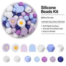 10 Colors Available | 82Pcs/Set Assorted Silicone Beads Set, Daisy & Arch Geometric Silicone Beads For DIY Decorative Pen, Bracelets & Handmade Crafts - Daisy Arch Mixed Set - View 15