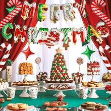 19pcs Christmas Themed Decoration Balloon Set, Candy Color English Letter Merry Christmas And Candy Cane Foil Balloons, Perfect For Christmas Party Decoration, Window Display, Store Atmosphere, Photo Backdrop, Home Holiday Decor - Multicolor - View 6