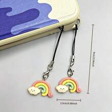 2pcs White Cloud & Rainbow Pendant Phone Charm - Red and White - View 7