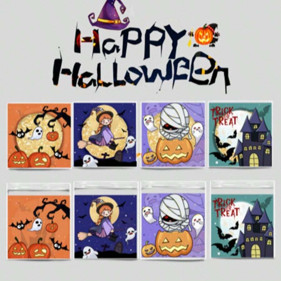 20/60/100pcs 2026 Halloween Self-Adhesive Bags, Small Gift Packaging Bags, Halloween Party Self-Sealing Bags, Random Style - Multicolor - View 1