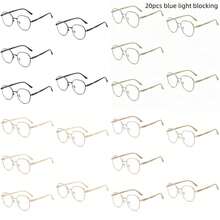 1/2/20 Pieces Women's Student Round Face Flattering Glasses Computer Game Phone Goggles - Multicolor - View 21