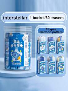 30pcs Bucket Jelly Sandwich Eraser Set, Cuttable Crumb-Free Pencil Erasers For Kids, Elementary School, Kindergarten, Homework & Art - Multicolor - View 9