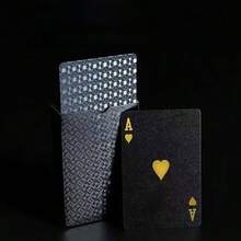 1件金色防水PVC撲克牌，美元圖案背面設計，可水洗耐彎折塑膠撲克牌組，新穎奢華桌上遊戲卡，適用派對遊戲之夜、魔術表演與禮品 - 查看 6