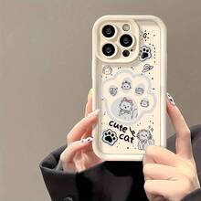 Um gato fofo e um gatinho de desenho animado criativo Q Versão Animal Pet Case para, com um design de passo, completamente protetor e à prova de choque, adequado para Xiaomi/Redmi/Infinix/Transsion/ Smart/6/7/8/Hot/Play/9/10/11/Vip/30/I/20/Note/Pro/Spark/Go/2024/10/C/Camon Capas de Telefone. - Branco - Visão 2