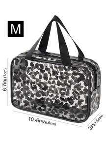 Large Capacity Fashionable Leopard Print Travel Toiletry Bag, Dual Handle Transparent Waterproof Makeup Storage Bag, Portable Women's Storage Bag, Bohemian Style, Suitable For Bathroom, Travel, Vacation, Gym, College Dorm, Weekend Outings And Daily Storage, Back To School Bag, Travel Bag, School Supplies, Gift - Black - View 13