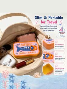 1pc Creative Sardine Can Jewelry Storage Box, With Double Fish Bone Shaped Storage Rack Inside, Can Easily Organize Earrings, Rings, Necklaces, Bracelets And Other Jewelry, Effectively Prevent Tangling And Loss, Making Every Piece Of Jewelry Clearly Visible. Compact And Lightweight Size Convenient For Placement On Vanity, Bedside Table, Desk, Also Suitable For Putting In Handbag Or Luggage - View 7
