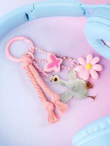 Cute White Goose Acrylic Keychain, Floral Butterfly Tassel Bag Charm, Pastel Knotted Rope Pendant Accessory For Backpack Keys - 2879 - View 7