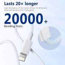 13pcs PD Data Cable USB-C To Lightning Fast Charging & Data Transfer Cable 3.3ft/6.6ft Compatible With IPhone 14 Pro Max/14 Pro/14 Plus/14/13/12/11/XS/XR/8/7/6/ Series Phone Laptop Charging Cable - White - View 3