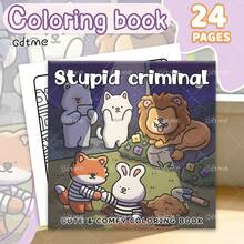 GDTME Mischievous Animals Themed Coloring Book: Bold-Easy Patterns Coloring Book For Adults And Children, Humorous Style Animal Story Illustrations Coloring Pages, Holiday Present For School Supplies, Halloween, Christmas And Various Party Gatherings - Funny - View 10