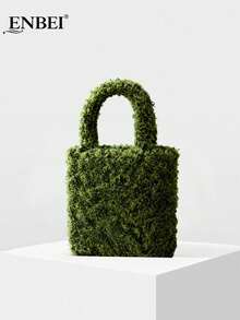 ENBEI 2026 New Vintage Faux Greenery Tote Bag, Beach Bag, Mini Handbag, Bridesmaid Beach Bag, Wedding Gift Bag, Small Bachelorette Party Gift, With Handle, Can Hold Flowers And Greenery, Bridesmaid Candy Bag, Wedding Welcome Bag, Event Souvenir, Wedding Party Favor, Travel Essential - Multicolor - View 1