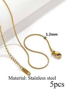 5 Pcs 18K Gold-Plated Stainless Steel Cross, Coiled Snake, And Box-Shaped Necklace Chains For DIY Pendant Jewelry Making Materials - Chain - View 13