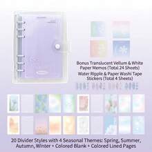 Rosyposy Spring Summer Autumn Winter Four Seasons Theme A6 Transparent Loose-Leaf Notebook Set, With Dividers, 92 Pages Full Color Inner Pages Envelope-Style Loose-Leaf Planner, Includes 3 Stickers, 24 Square Sticky Notes, Cute Aesthetic Stationery Supplies For Students - Seasonal Answer - View 3