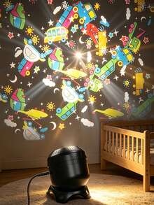 1pc Starry Sky Christmas Projection Night Light, USB Rechargeable Dynamic Light Projection Lamp, Romantic Atmosphere Light, Suitable For Bedroom Bedside, Living Room, Party, Home Decor, Room Decoration - Multicolor - View 3