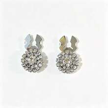 2pcs Shirt Round & Diamond Cufflink Set, Floral Cufflink Clip-On Buttons, Suitable For Dress, Wedding, Gown Decorative Buttons, Clothing Accessory Gift - Silver - View 6