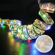 金/銀色 LED 燈串,電池供電,聖誕樹花環裝飾,適用於聖誕節、新年、婚禮派對及室內居家桌面裝飾 - 電池盒緞帶燈串 - 查看 11