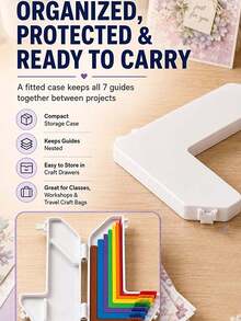 Paper Craft Alignment Guide Set With Storage Box, 7-Piece Precision Layering And Applique Spacers, Suitable For Card Making And Scrapbooking, Color-Coded Tools With Size Labels, 1/16 To 1/2 Inch Increments - Multicolor - View 1