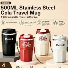 16oz 304 Stainless Steel Insulated Tumbler, Portable Outdoor Coffee Cup, Suitable For Coffee, Tea, Juice, Milk - White - View 1