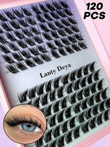 120pcs DIY Eyelash Extensions D-Curl Long Single Lash Pink Tray Faux Mink Lash Clusters, Lash Clusters, Single Lashes, False Eyelashes, False Eyelashes - D - View 1