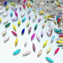100pcs/Pack, Horseeye Shaped Acrylic Rhinestones, Flat Bottom Rhinestones With Silver Base, Pointed Horseeye Unfoiled Rhinestones, For DIY Crafts, Dance Costumes, Bags, Shoes - D - View 4